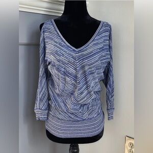 White House Black Market Women’s XS Cold Shoulder Shirt Sweater Top Metallic